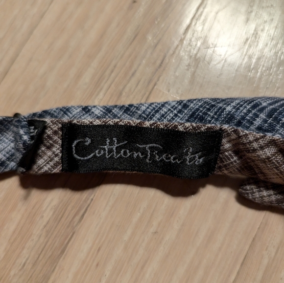 Navy and Brown Plaid Bow Tie by Cotton Treats - Picture 4 of 6